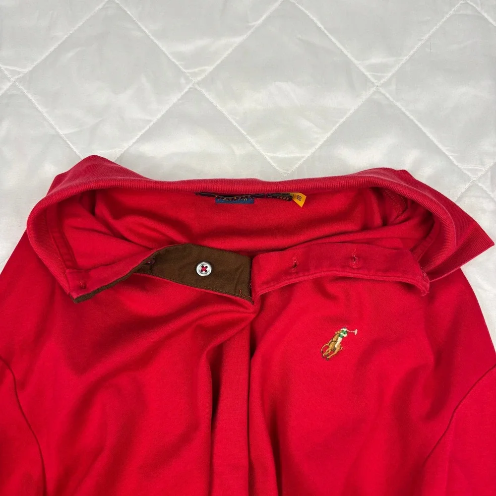 Polo Ralph Lauren Red‎ Long Sleeve Polo Shirt Mens M Classic Fit Multicolor Pony